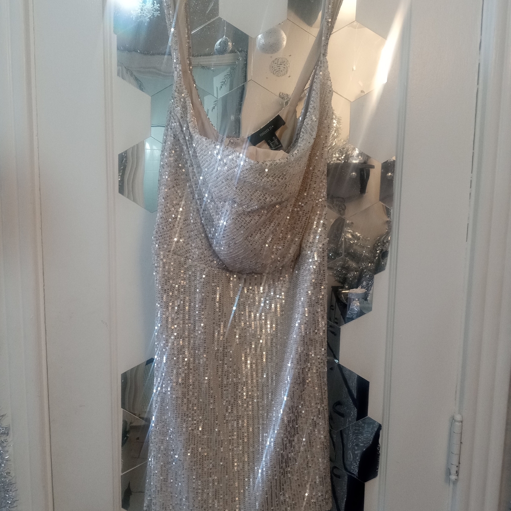 Forever 21 Silver Sparkle Sequin Mini Dress - Picture 4 of 9